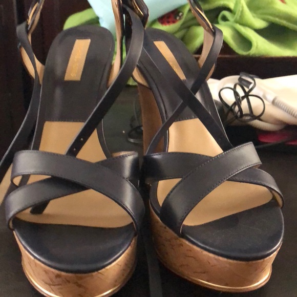 Michael Kors Navy Blue Wedge Sandals Size 40 - Picture 4 of 4